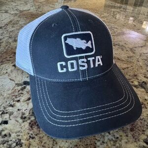 NWT COSTA Bass Navy and White Mesh Cap